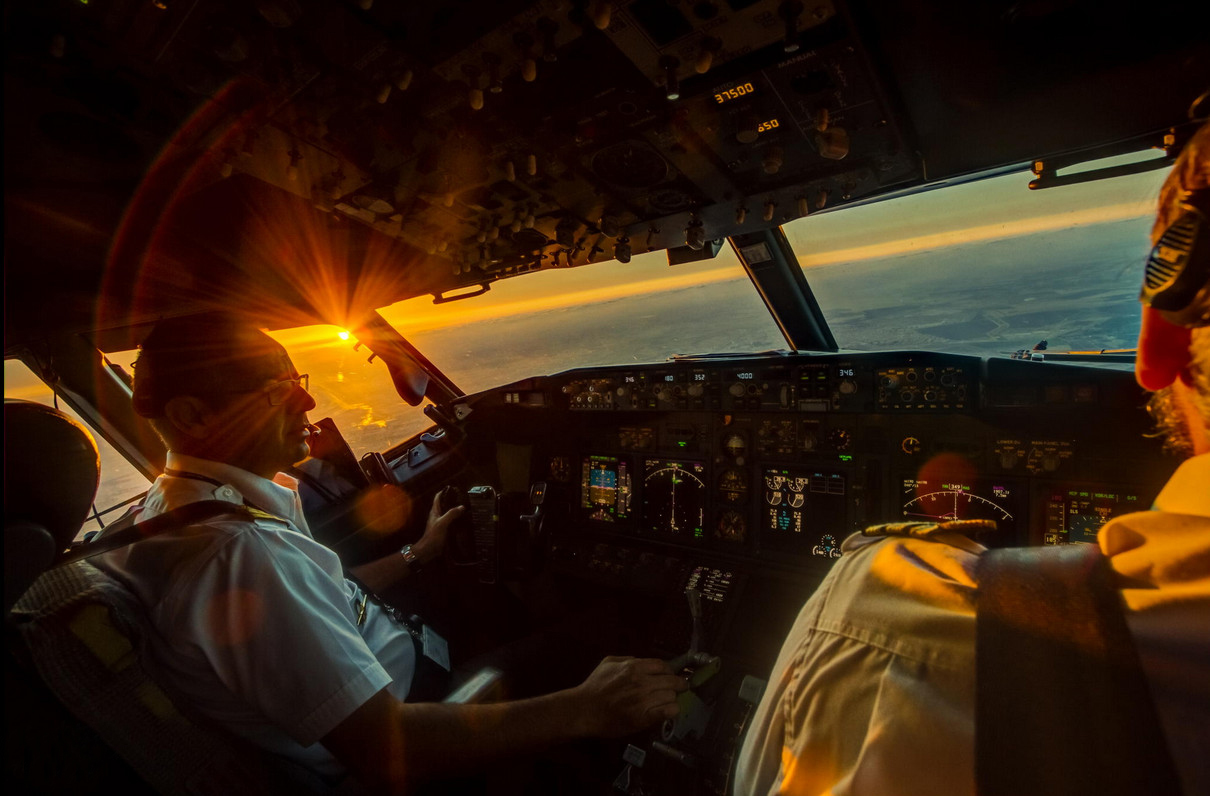 Фото из кабины самолета в воздухе